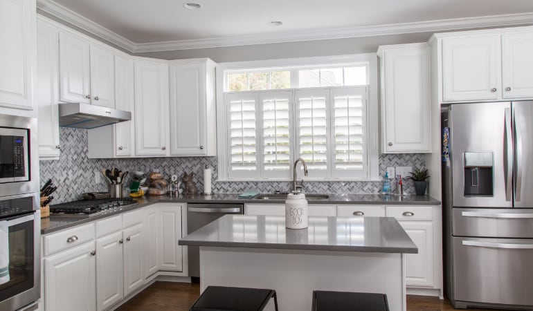 Polywood shutters in a Tampa gourmet kitchen.